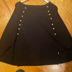 Black wool cape with pearl buttons